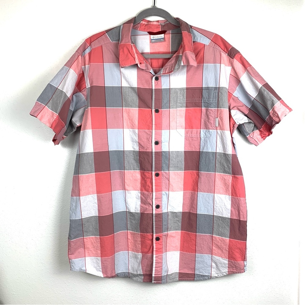 Columbia 100% Cotton Men’s ‘Thompson Hill’ Red Plaid Button Down Shirt, Size XL
